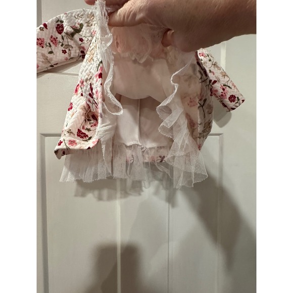 Youngland squiggles Baby Girls Newborn 3M  Floral Dress Pink Bow Tulle Trim - Picture 3 of 7